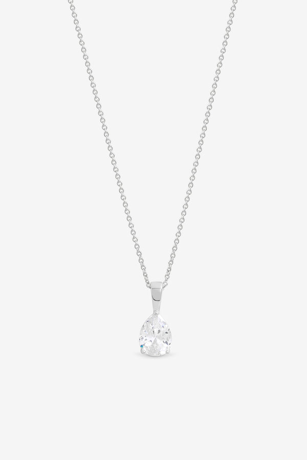 Simply Silver 925 Sterling Silver Plated Pear Cut Pendant - Gift Pouch
