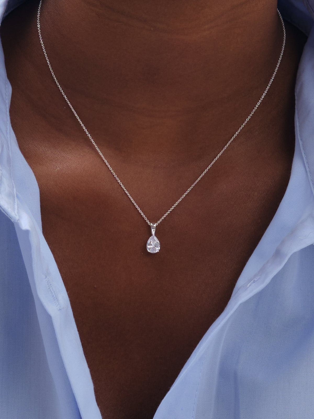 Simply Silver 925 Sterling Silver Pear Cut Pendant - Gift Pouch