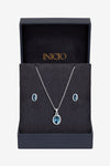 Inicio Sterling Silver Blue Topaz Oval Bezel Set - Gift Box