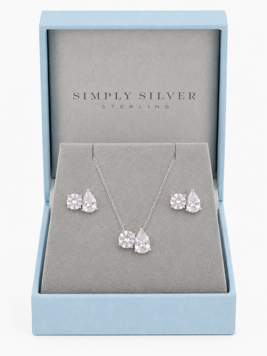 Simply Silver 925 Sterling Silver Plated Toi et Moi Cubic Zirconia Set