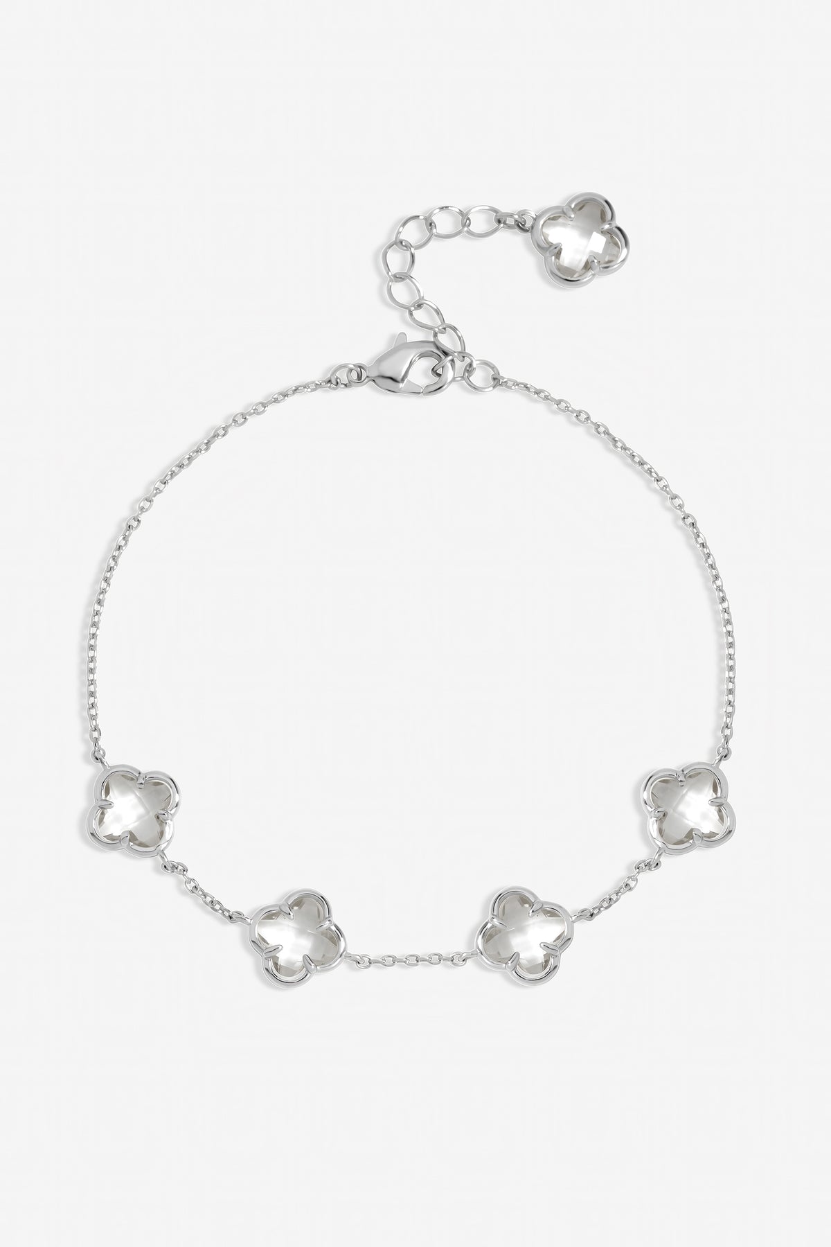 Inicio Sterling Silver Crystal Clover Bracelet - Gift Pouch