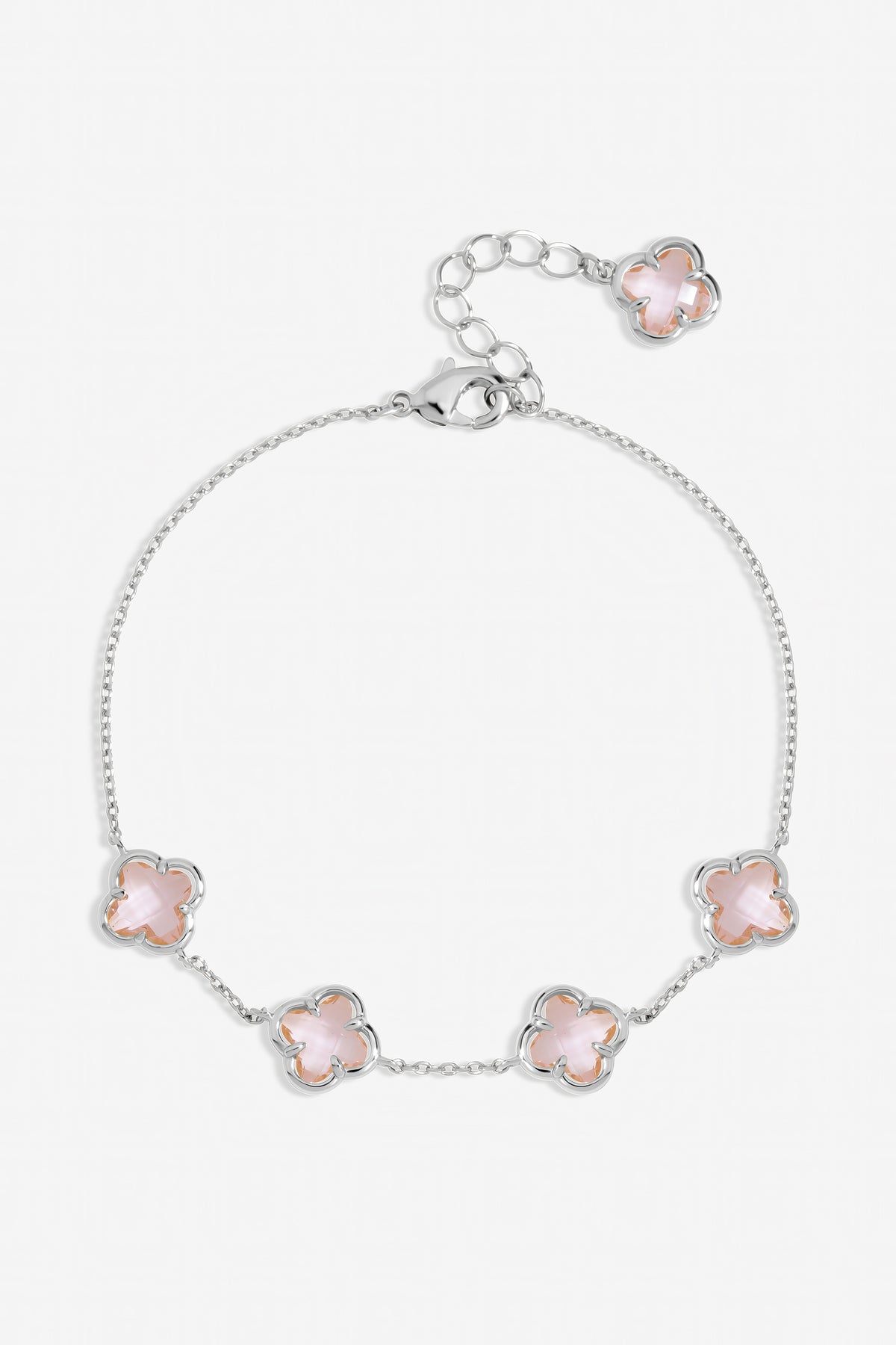 Inicio Sterling Silver Plated Vintage Rose Clover Bracelet - Gift Pouch