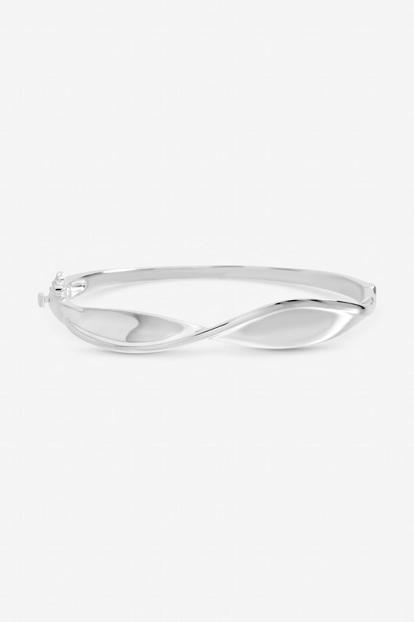 Inicio Sterling Silver Plated Polished Wave Bangle - Gift Pouch