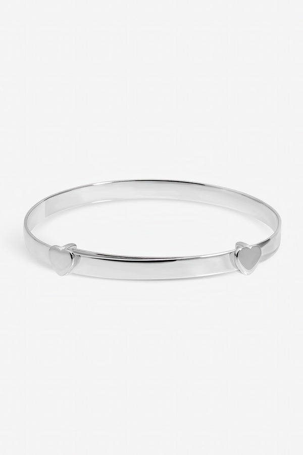 Inicio Sterling Silver Plated Christening Heart Bangle - Gift Pouch
