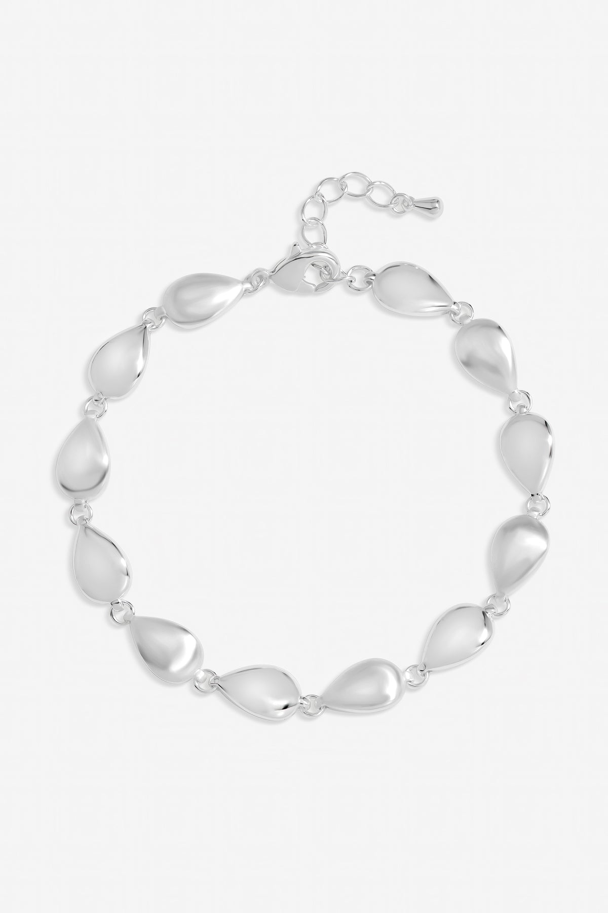 Inicio Sterling Silver Plated Polished and Satin Pebble Bracelet - Gift Pouch