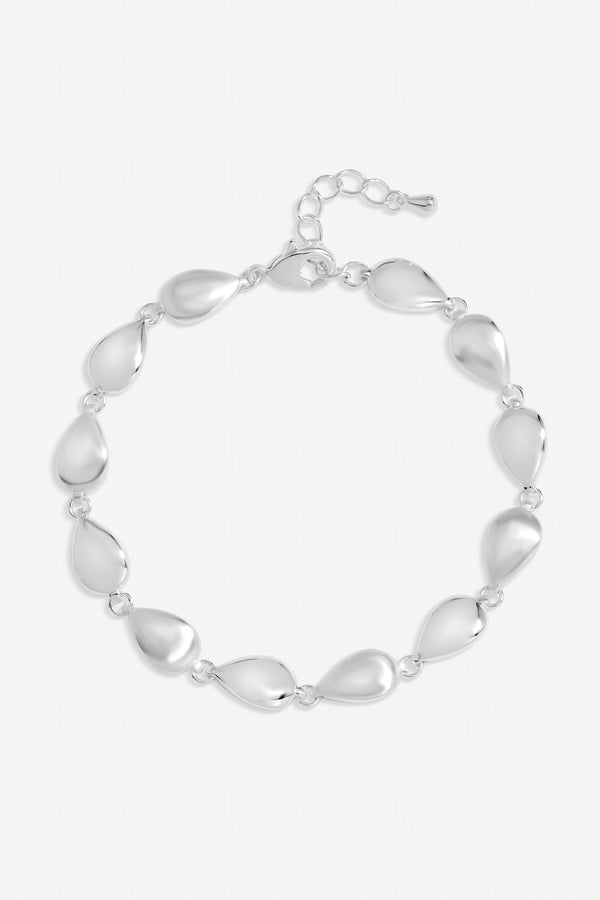 Inicio Sterling Silver Plated Polished and Satin Pebble Bracelet - Gift Pouch