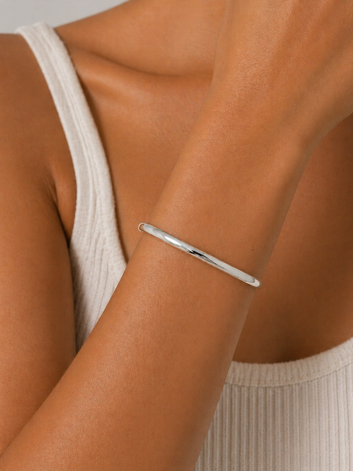 Inicio Sterling Silver Plated Polished Bangle - Gift Pouch