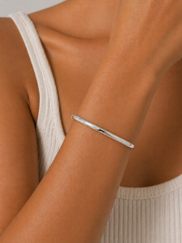 Inicio Sterling Silver Plated Polished Bangle - Gift Pouch