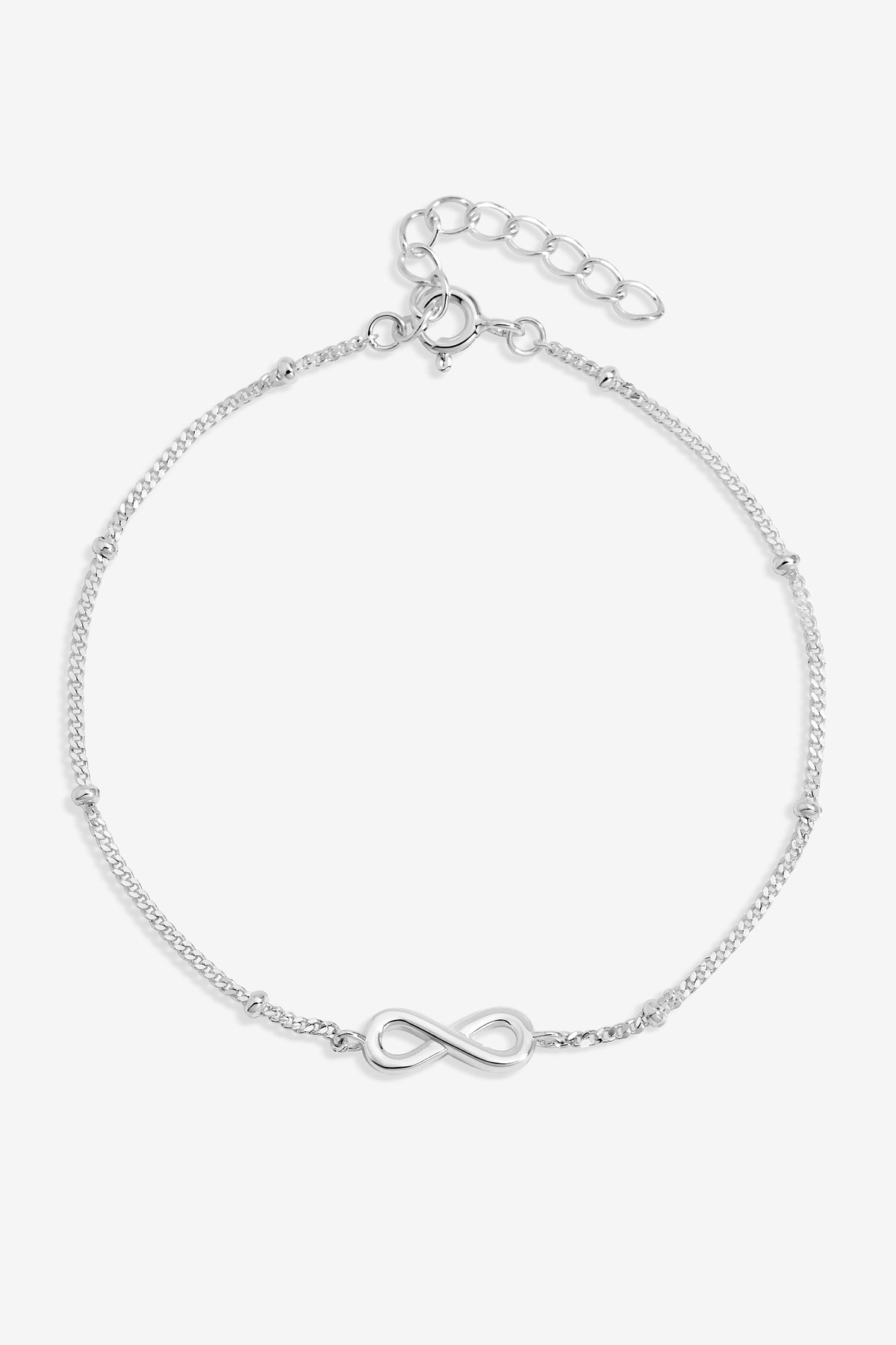 Simply Silver 925 Sterling Silver Polished Infinity Station Chain Bracelet - Gift Pouch