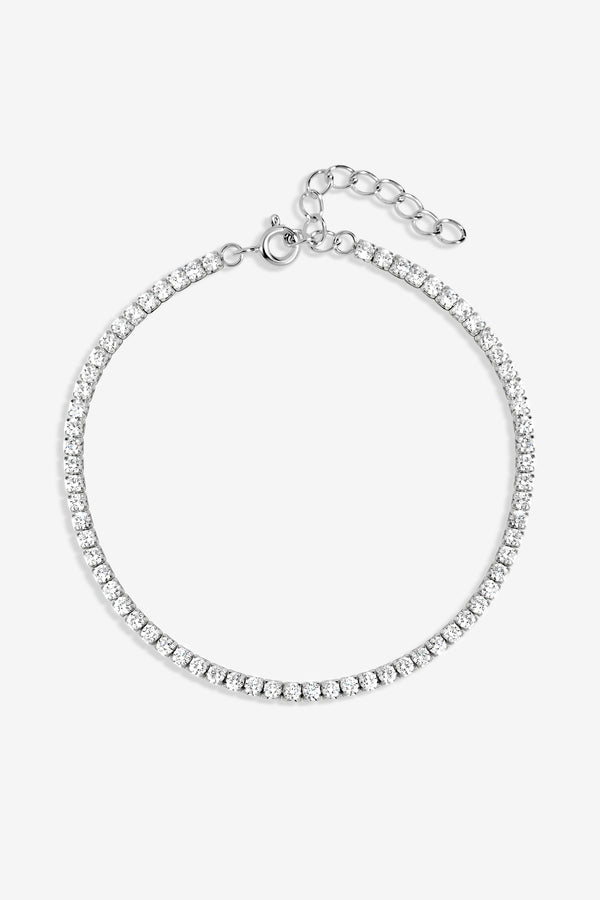 Simply Silver 925 Sterling Silver Cubic Zirconia Fine Tennis Bracelet - Gift Pouch