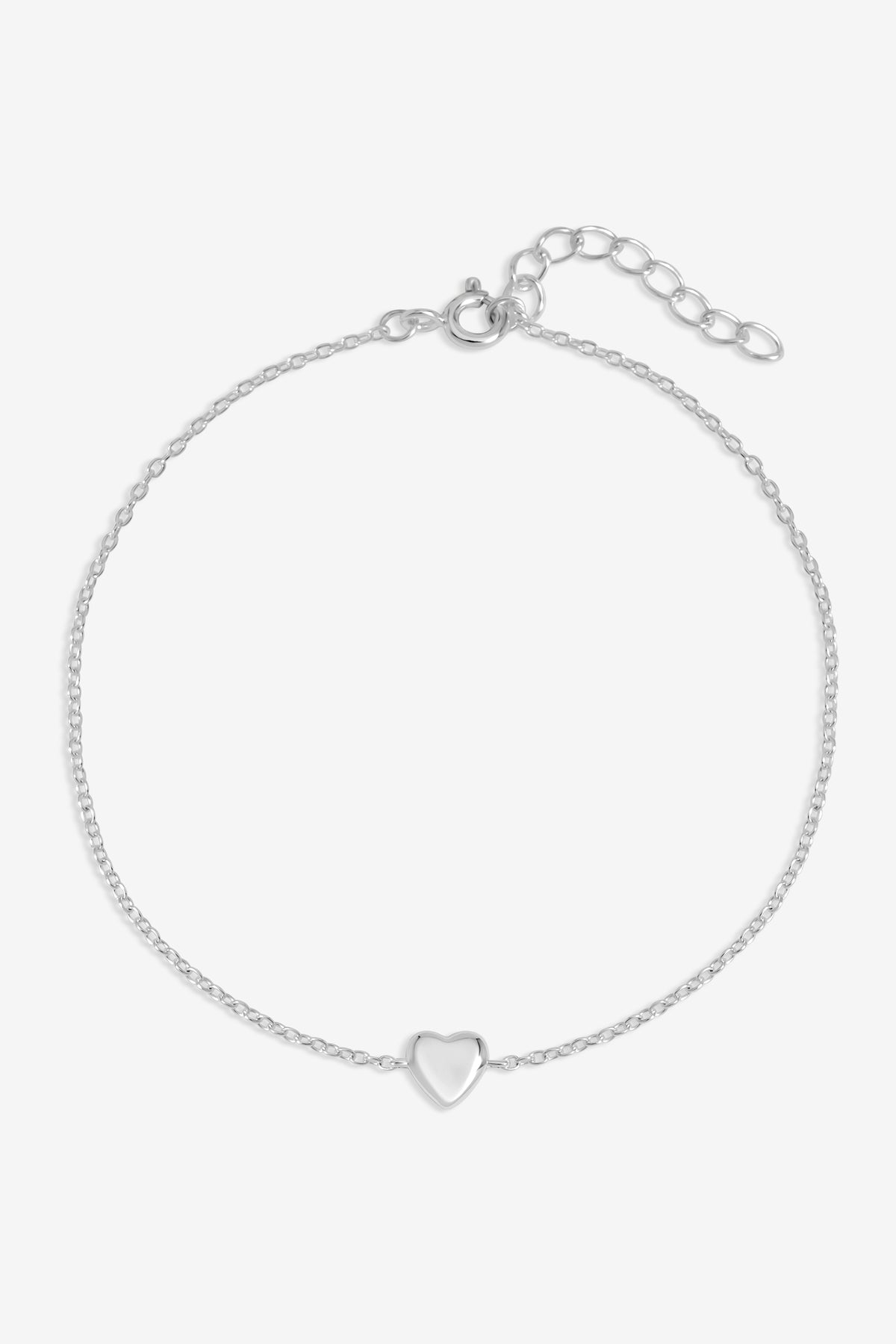 Simply Silver 925 Sterling Silver Fine Polished Heart Bracelet - Gift Pouch