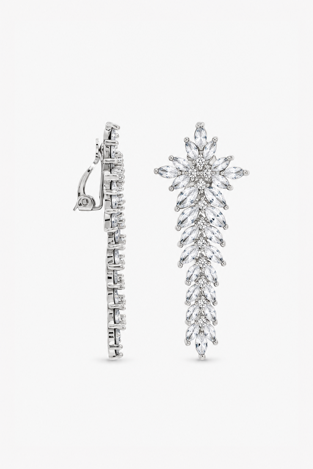 Jon Richard Silver Plated And Crystal Statement Clip Earrings