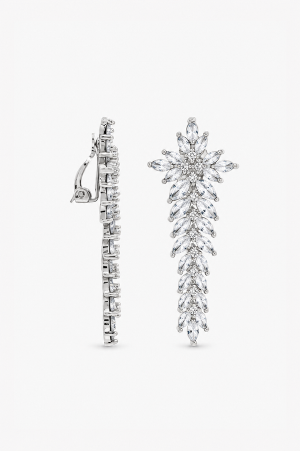 Jon Richard Silver Plated And Crystal Statement Clip Earrings