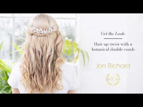 Jon Richard Silver Plated Clara Brushed Leaves Fresh Water Pearl And Crystal Double Comb - Gift Pouch